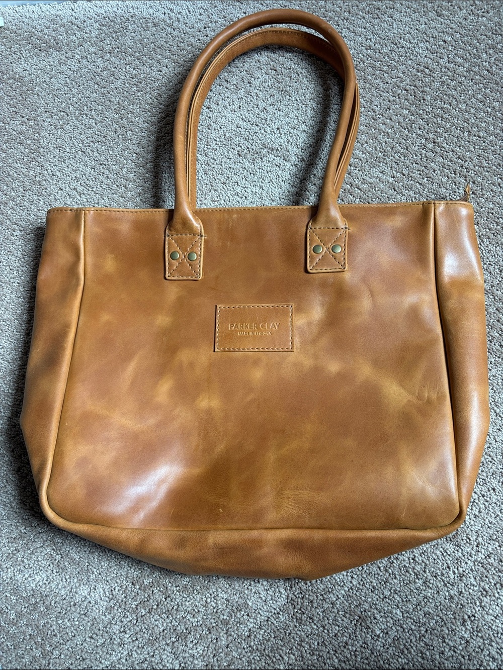 Parker Clay Tan Leather Tote Bag